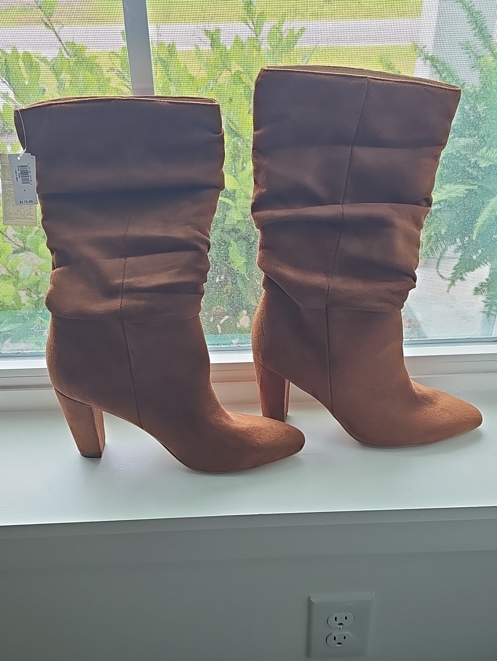 Women's Slouchy Mid-Calf Block Heel Boots - Brown